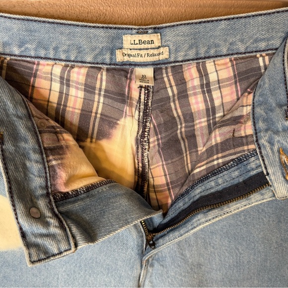 L.L. Bean Original Fit Blue Flannel Lined Jeans w/ White Cloud Design Size 10P - Picture 12 of 16